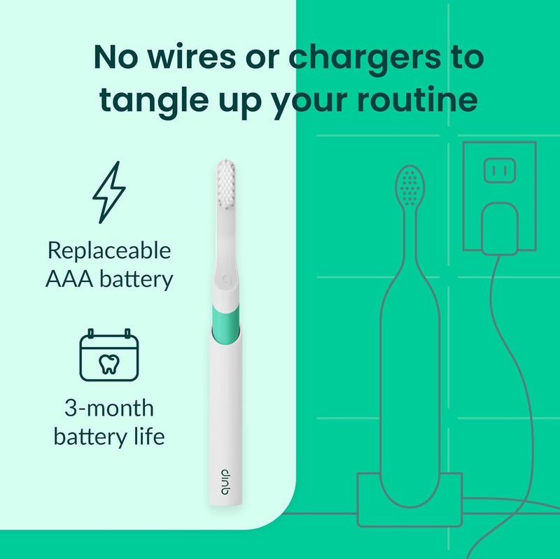 quip Sonic Toothbrush for Adults with Timer - Includes Extra Brush Head and Travel Cover Mount - Electric, Soft Bristle Refill Head, Plastic Handle, 3 Month Battery Life - Travel Toothbrush - Green - Image 5